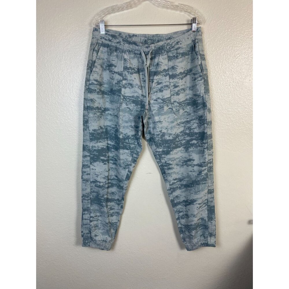 Athleta‎ Farallon Women Camo Tie-Dye Jogger Pants Large Drawstring Elastic Waist